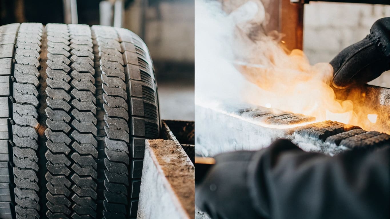 Rubber tire and vulcanization process